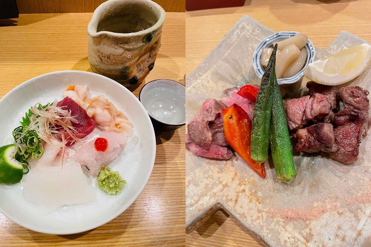 大阪・島之内の和食『酒菜屋 なないろ』お造りと肉料理。