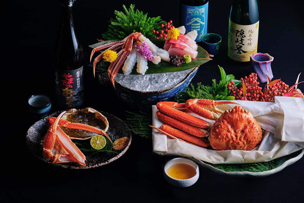 『界 玉造』の「タグ付き活松葉蟹づくし会席」