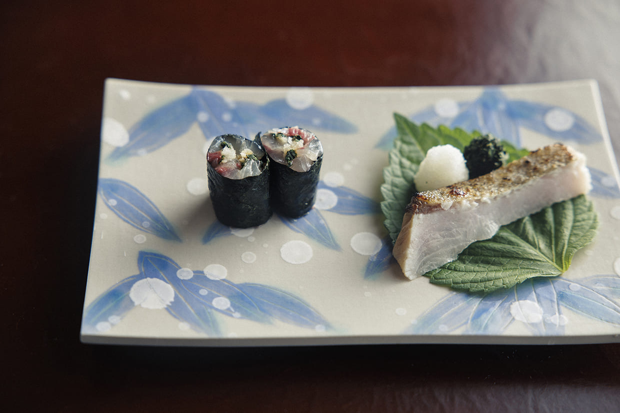 「寒鰤 えごまの葉とその醤油漬」