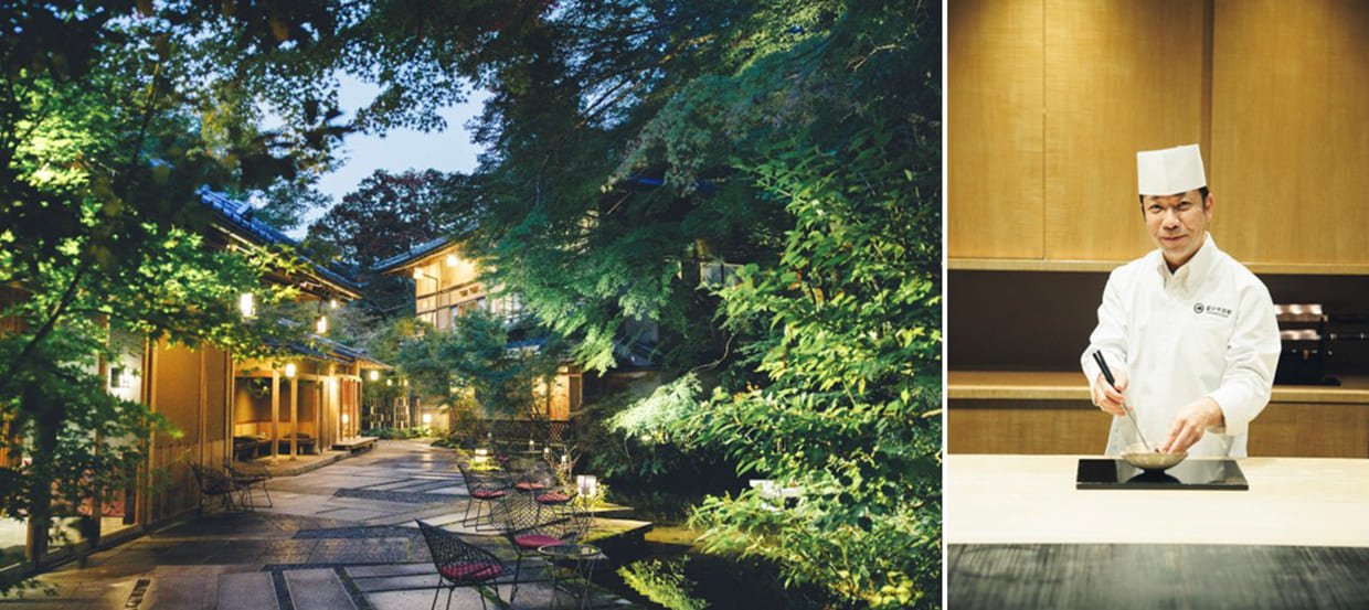 石井料理長とダイニング外観