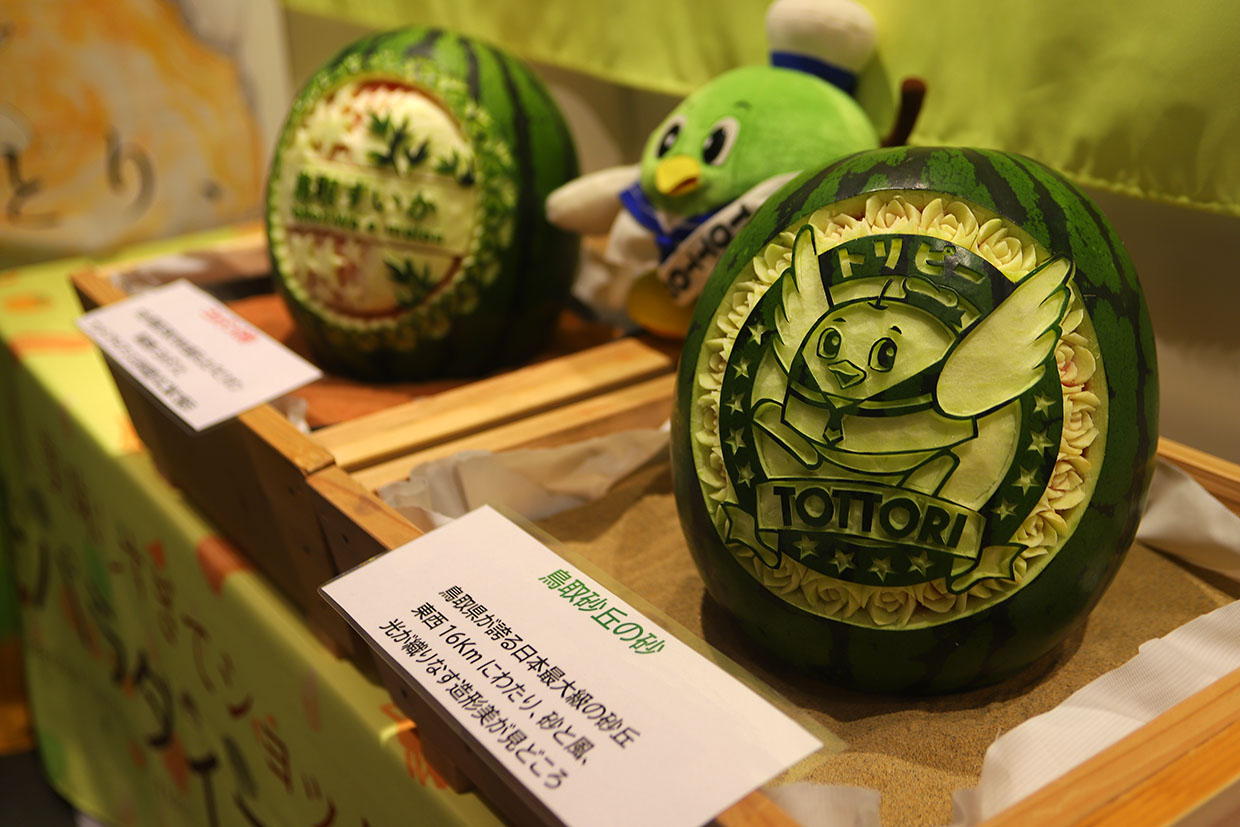『鳥取すいか』砂の触り比べ展示