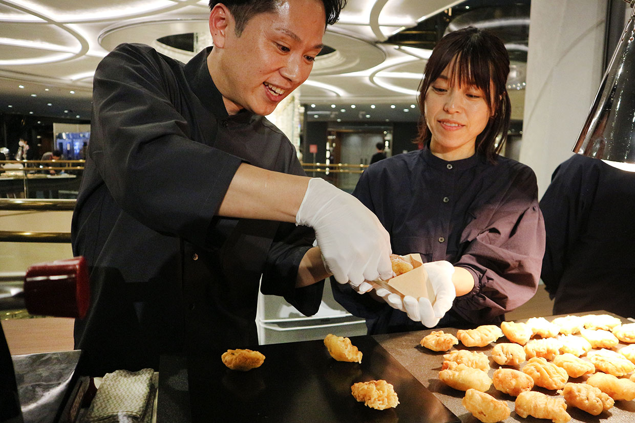 ミシュランガイド授賞式『しろ』の穴子フリットとプロシュート