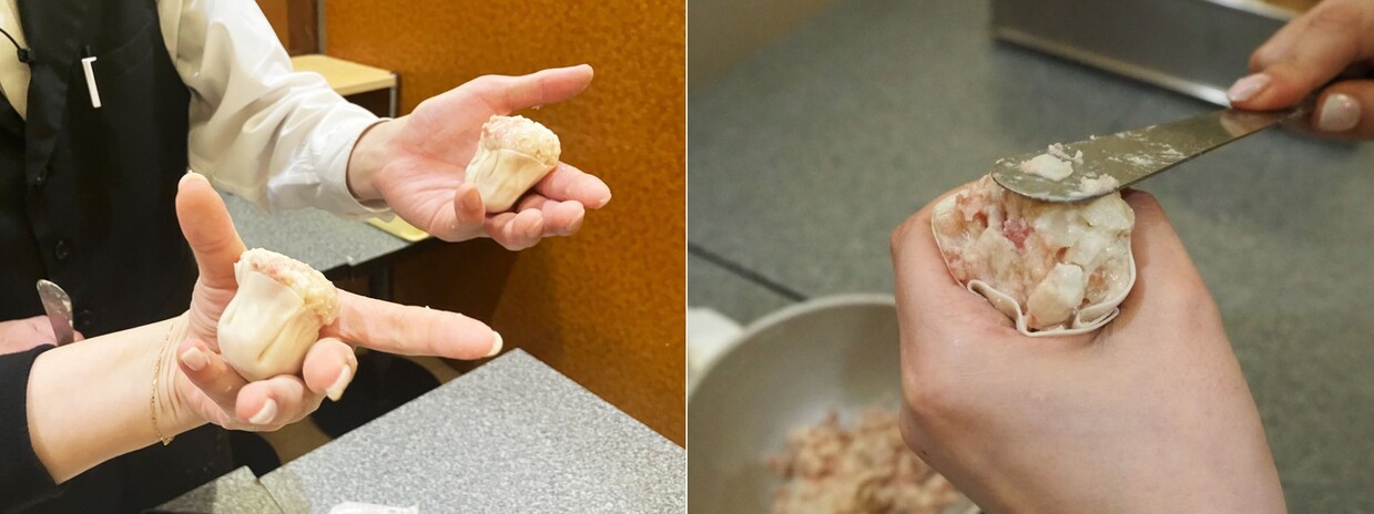 焼売の具材を包む