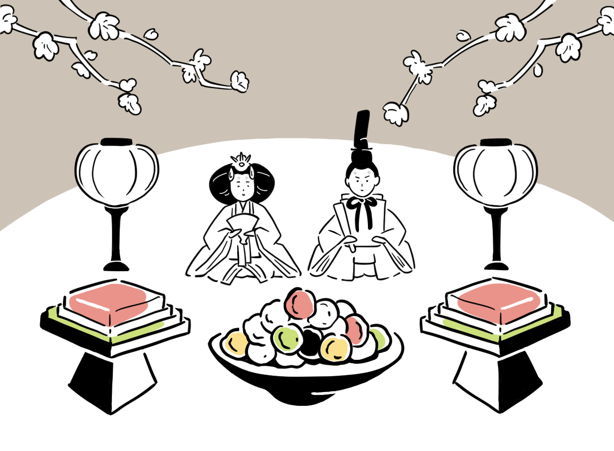 雛人形とひなあられ
