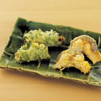 日本料理『このは』のアジのなめろう大葉包み揚げ＆蓮根包み揚げ