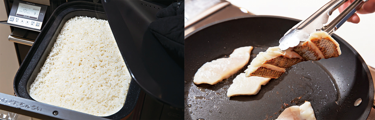発酵トマトと鯛の炊き込みご飯のレシピ、焼く