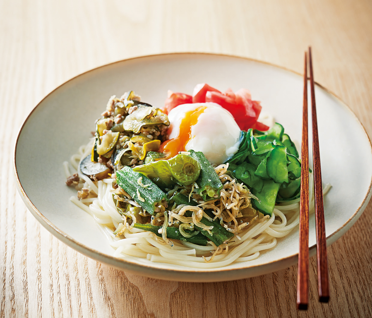 2種の野菜煮和え麺のレシピ