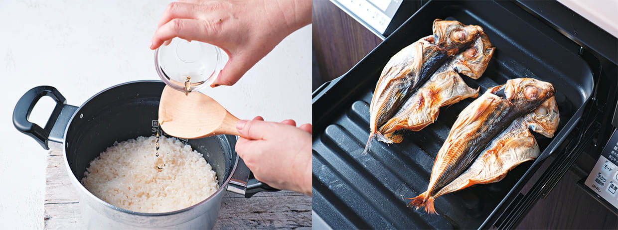 夏のちらし寿司のレシピ、焼く