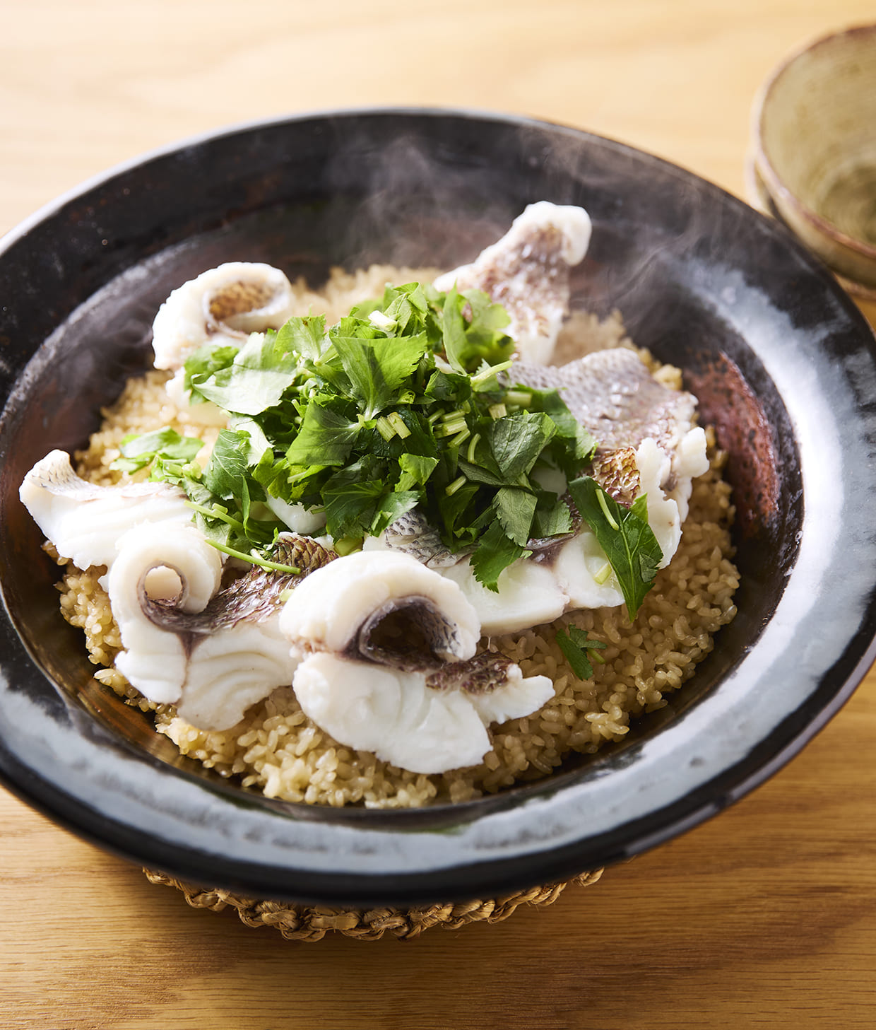『季と菜と魚と さんたか』の鯛の炊き込みご飯の完成