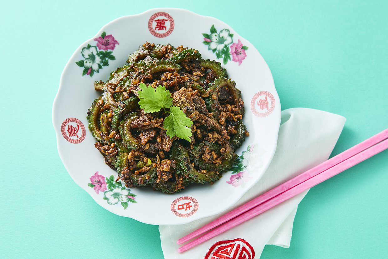 『良友酒家』のゴーヤの豆豉鯪魚炒めの完成