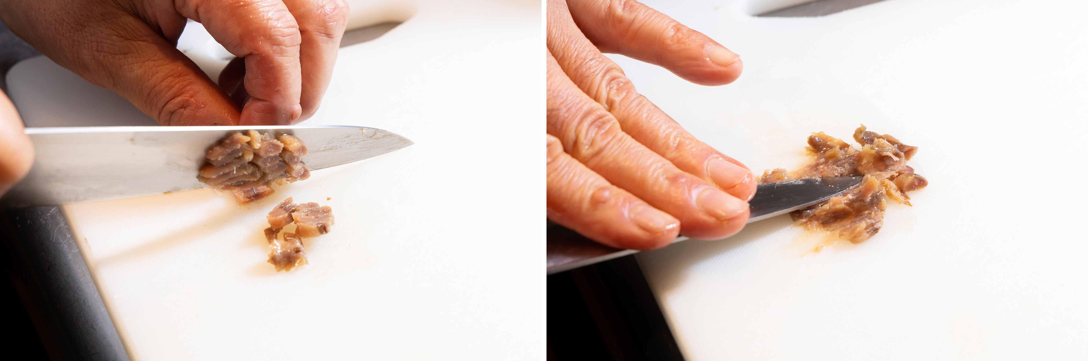 「アンチョビのペペロンチーノ レシピ」アンチョビはペースト状にして油に溶かす