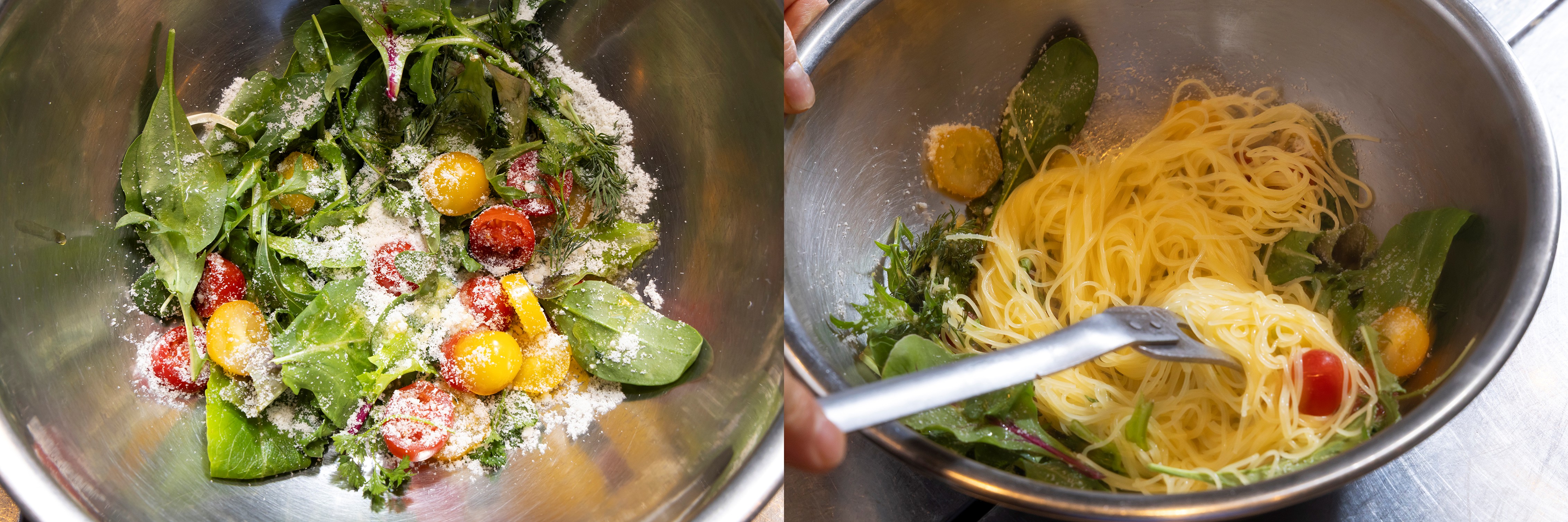 「温かいパスタ・サラダ レシピ」和える