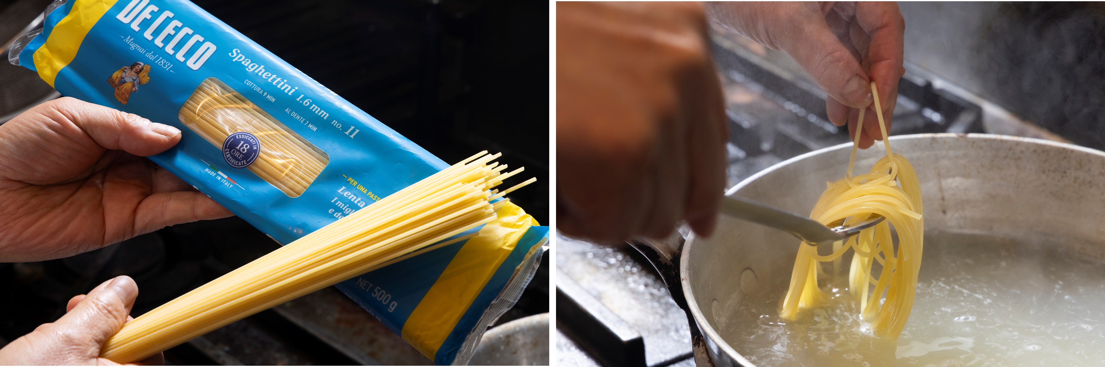 「カチョ・エ・ペペ レシピ」スパゲッティはちょっと硬めのアルデンテ