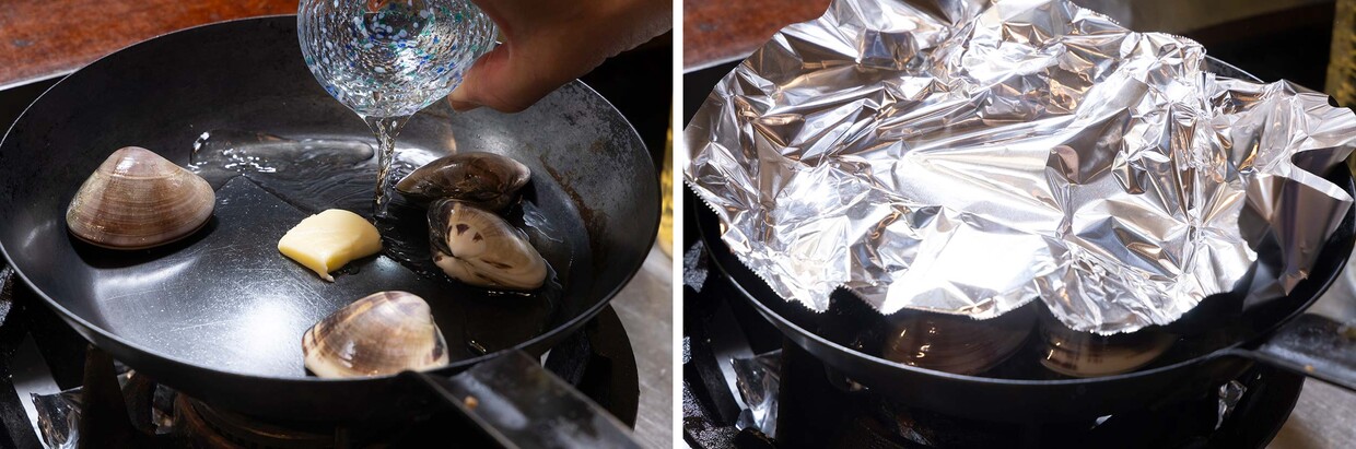 割烹的ジェノベーゼ「大葉ソースのパスタ」ハマグリ