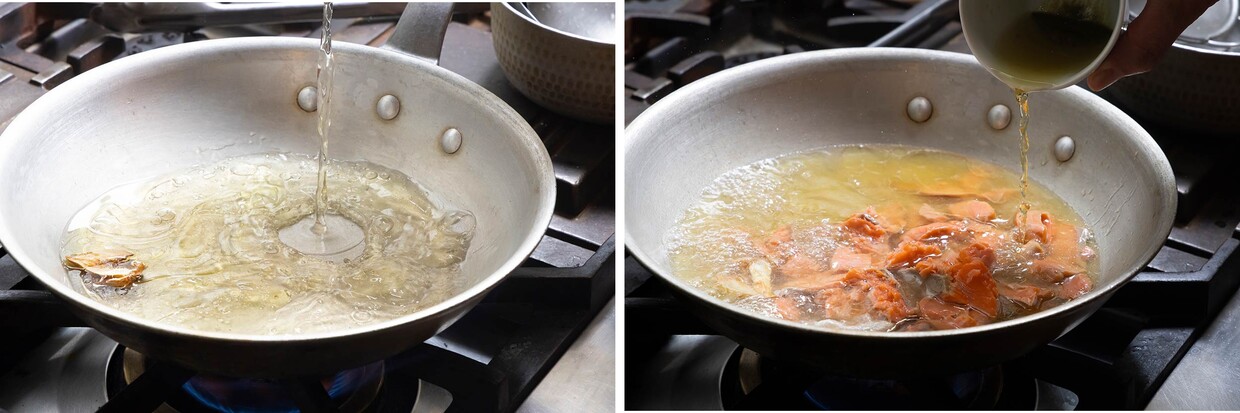 「塩鮭の茶漬け風パスタレシピ」ソースを作る