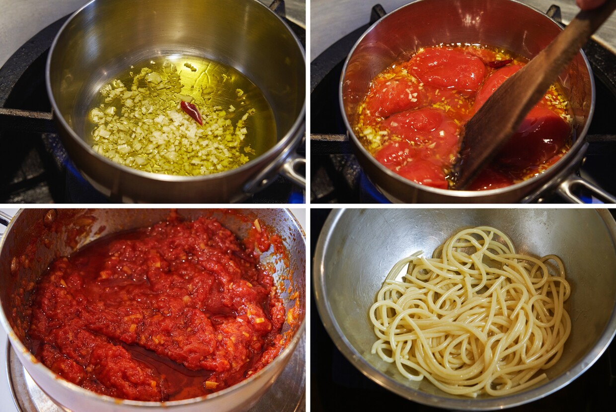 ホール缶を煮込むだけ！「トマトスパゲッティ」作り方