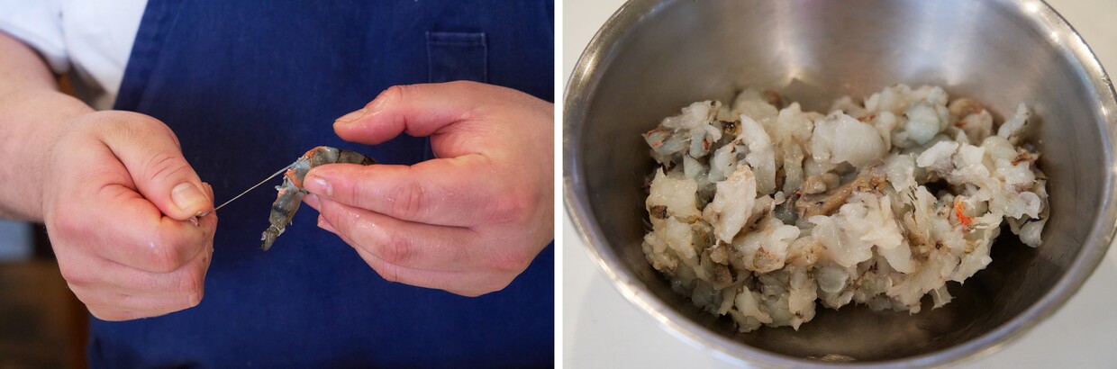 エビの旨みを堪能！濃厚な「エビトマトクリームパスタ」だしを取る