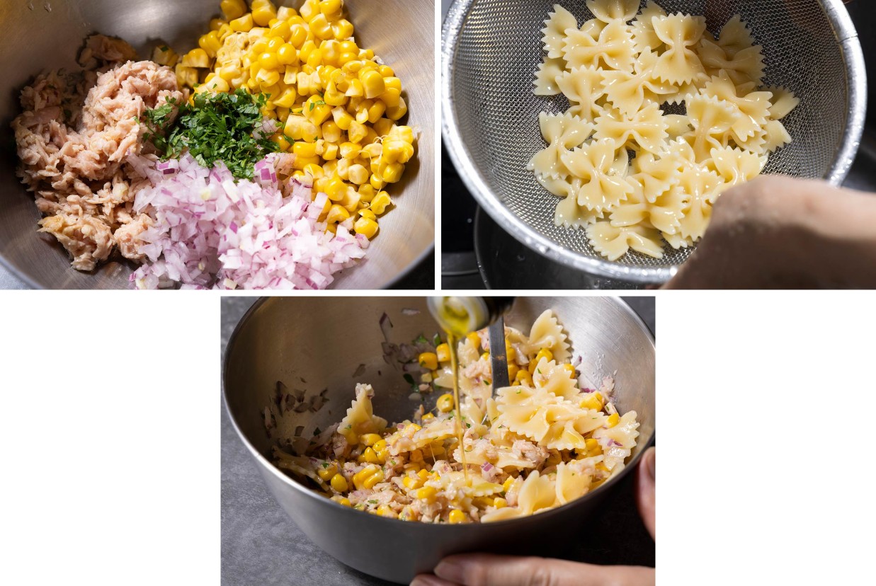 「ツナとコーンのパスタサラダ」作り方