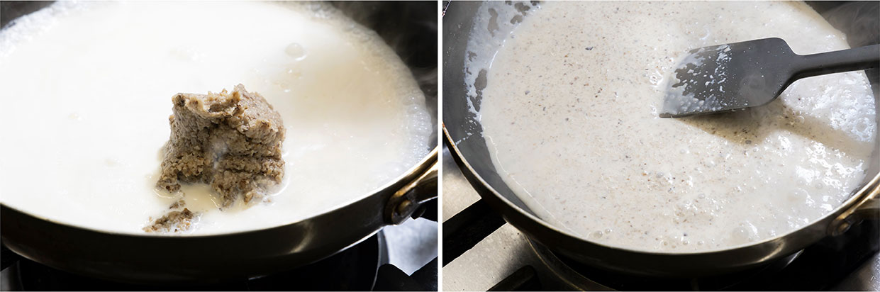 「キノコのクリームパスタ」クリームソースの作り方