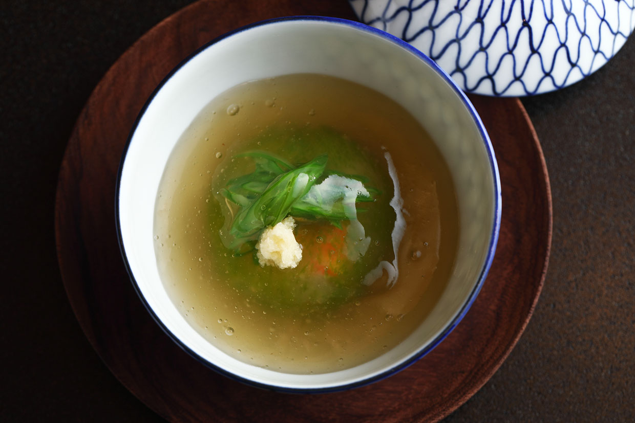 京都『松むろ』の冬瓜包みのあんかけ