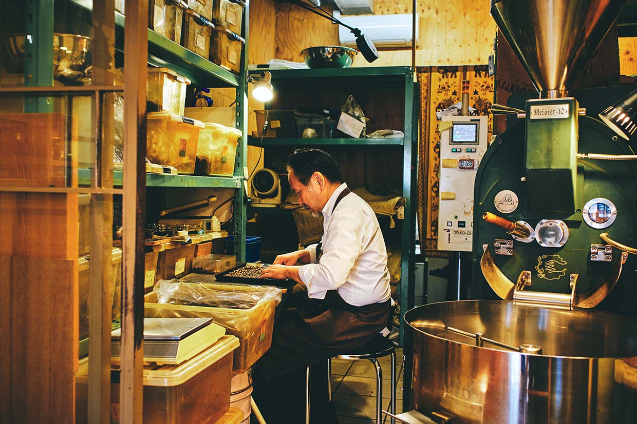 『カフェ・ヴェルディ』の焙煎室