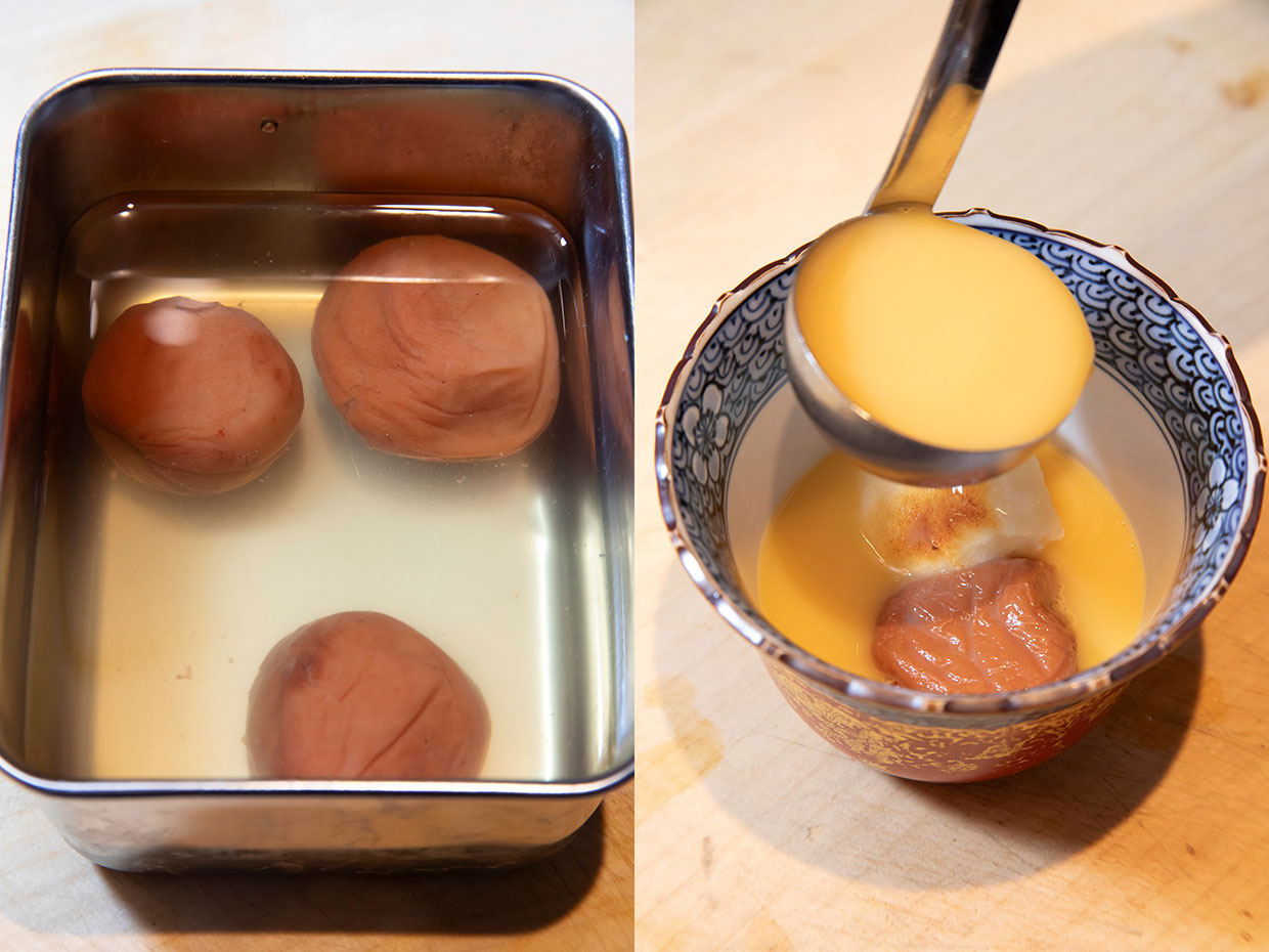 「なにわ料理 さと有」天神紅梅蒸し作り方