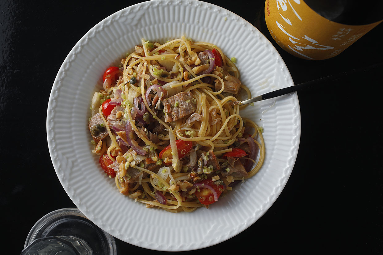 『花吹雪』の自家製ツナとウイキョウのスパゲッティ