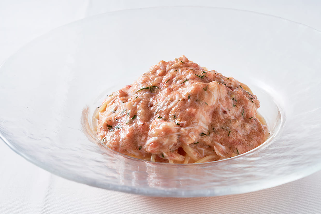 『カンティーナ・アルバロンガ』のズワイガニのパスタ