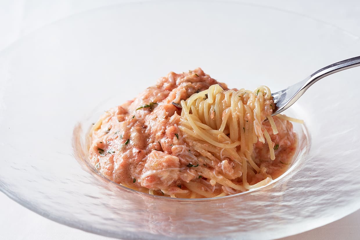 『カンティーナ・アルバロンガ』のズワイガニのパスタ