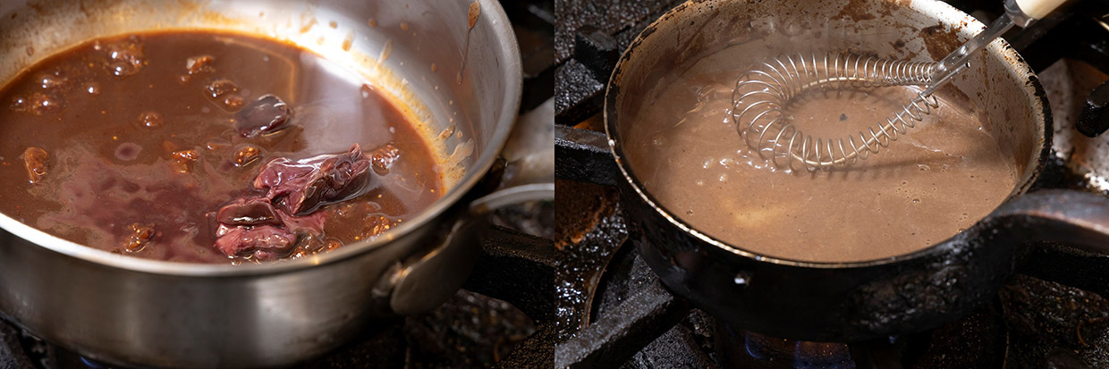 「ジュンジーノ」の「山ウズラの内臓のソース」