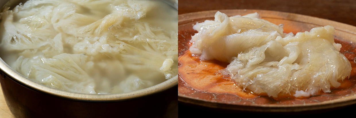 「にしぶち飯店」のフカヒレの下処理
