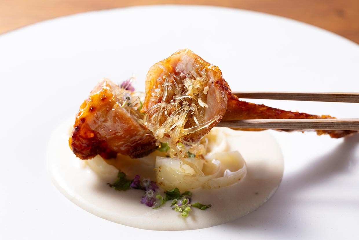 「空心伽藍堂」の「手羽先と河豚白子」