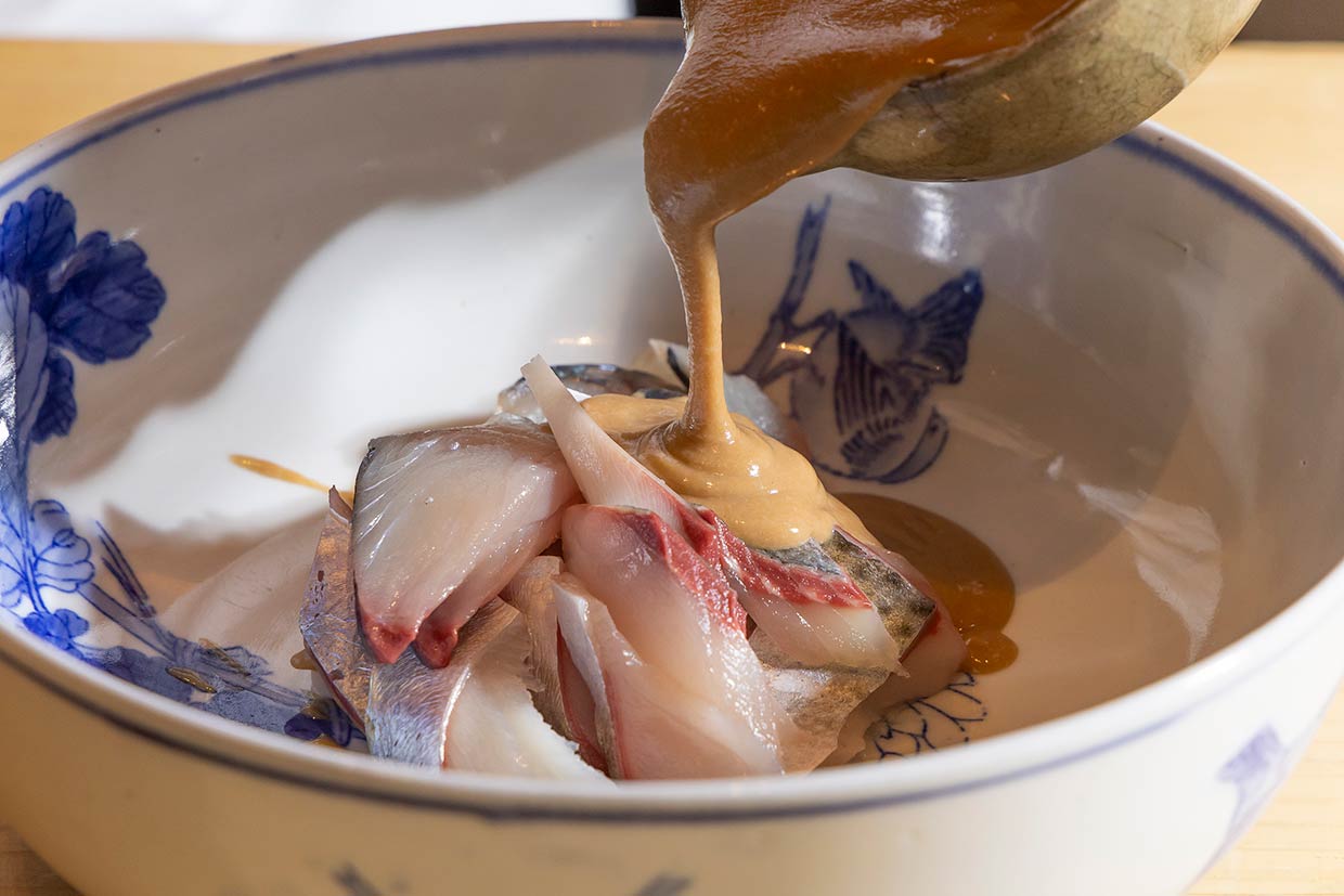 「弧柳」の関鯖の鯖へしこ醤油和え