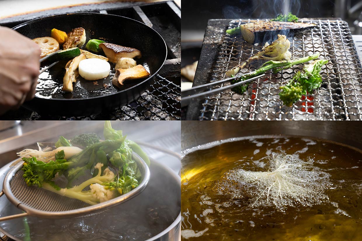 「季節の野菜の一皿」の調理