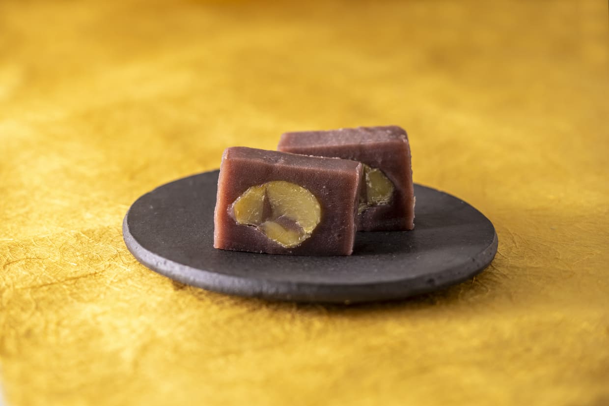 大阪・新町『御菓子司 廣井堂』「栗むし羊羹」断面